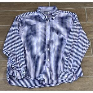 Ash & Erie Shirt Mens Large Gingham Purple Standard Cotton Long Sleeve Button Up